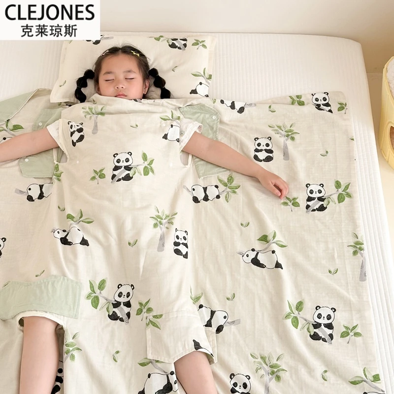CLEJONES全棉夏季护脐被儿童纯棉四层纱空调A类母婴挖孔睡袋盖毯