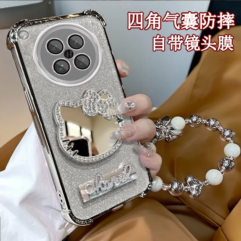 水钻KT猫补妆镜子OPPOFindX8s手机壳5G四角防摔PKT110全包findx8s