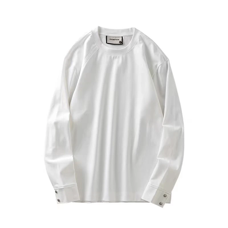 美式220G重磅长袖T恤男春秋季设计感袖口体恤纯色内搭打底衫