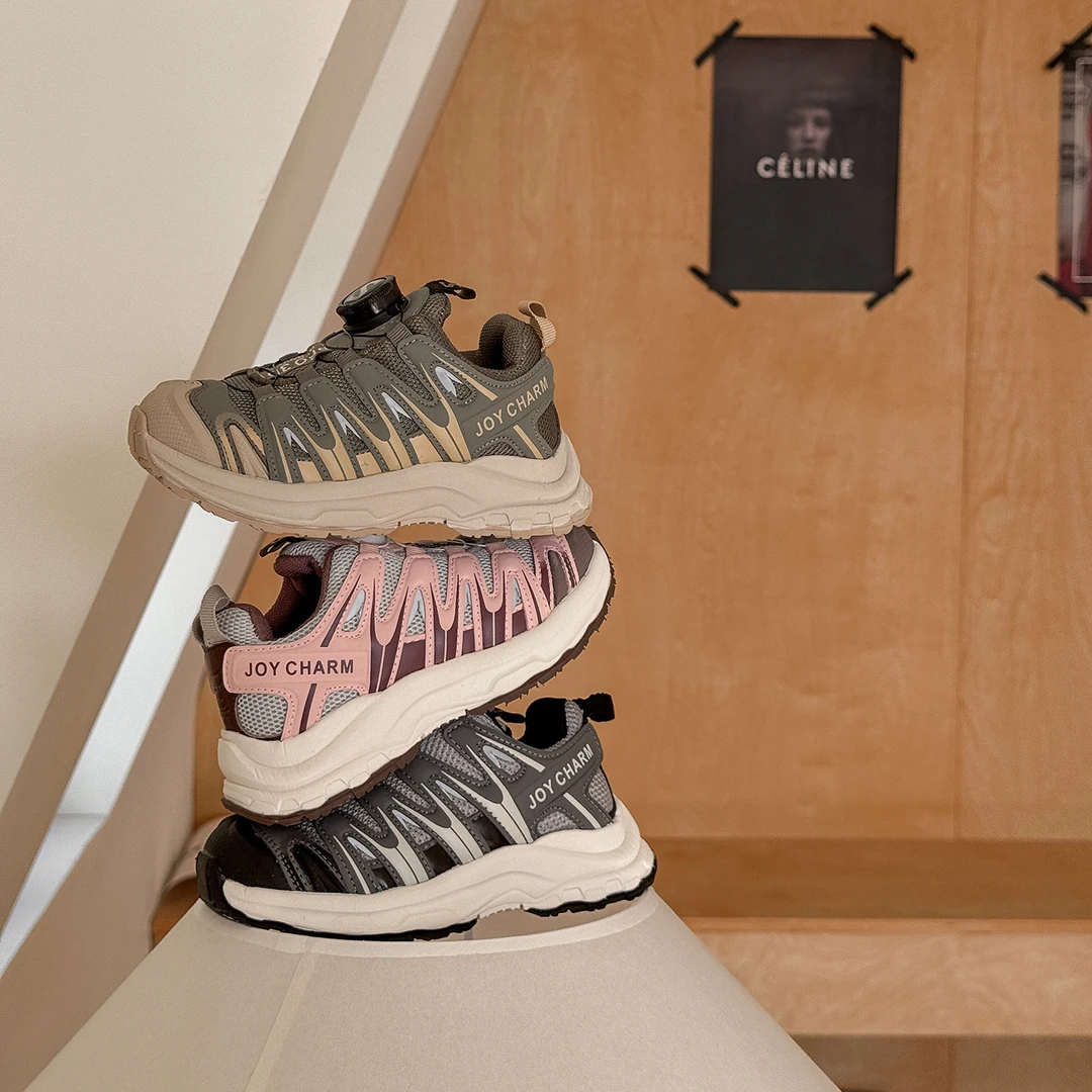 2025春季新款儿童旋转扣运动鞋男女童透气轻便休闲鞋学生跑步鞋