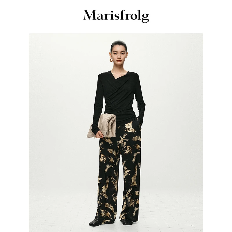 【一秒入夏】Marisfrolg/玛丝菲尔直筒宽松复古印花显瘦裤AAFZ10145