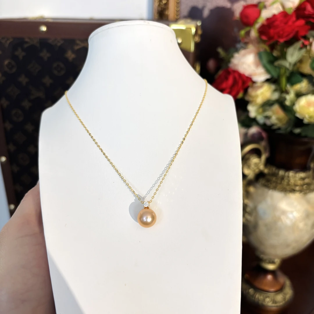 【中国红】欧若风珠宝经典戴妃款10-11mm淡水珍珠吊坠S925银