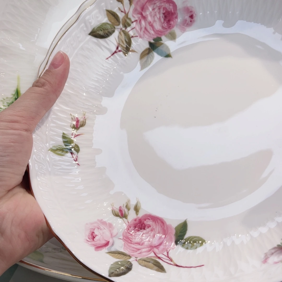 桃***朵骨瓷黄玫瑰粉玫瑰铃兰各二