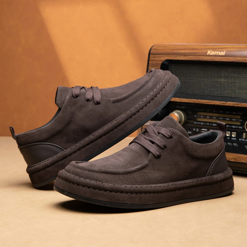 2025真皮男鞋春秋新款商务通勤皮鞋系带时尚低帮板鞋软底复古百搭