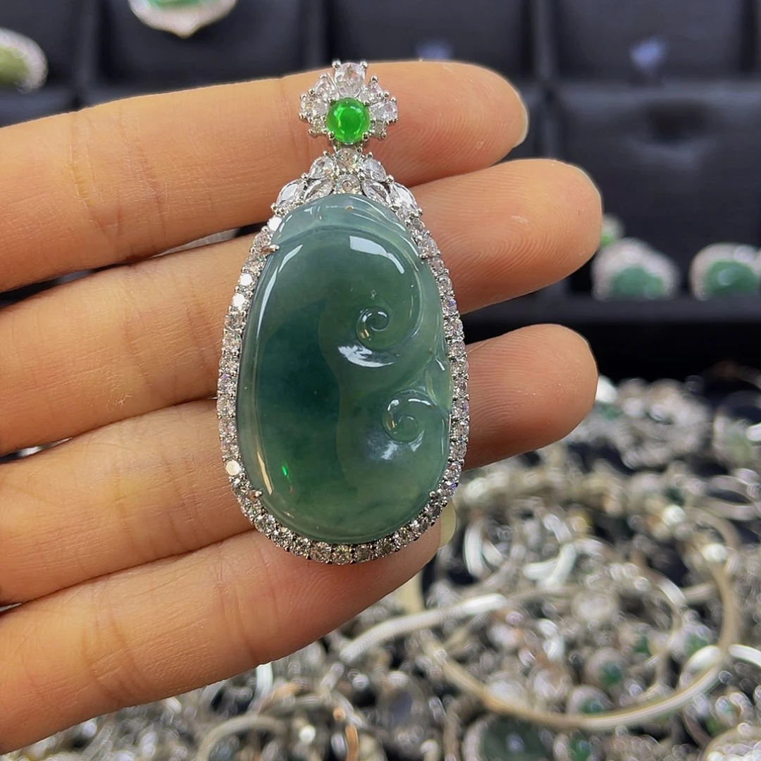 颈饰合金翡翠天然翡翠镶嵌Aa