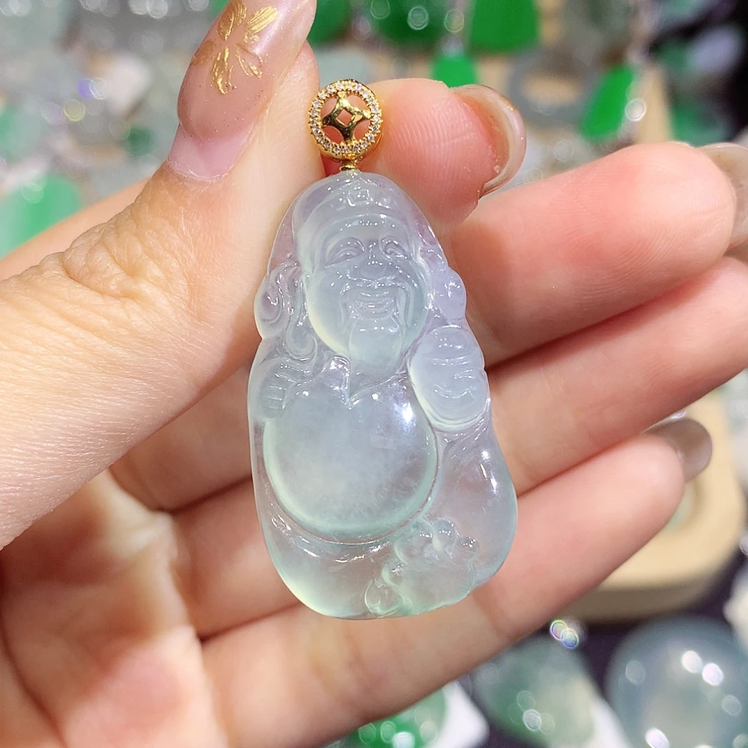 翡翠18K金镶嵌颈饰财