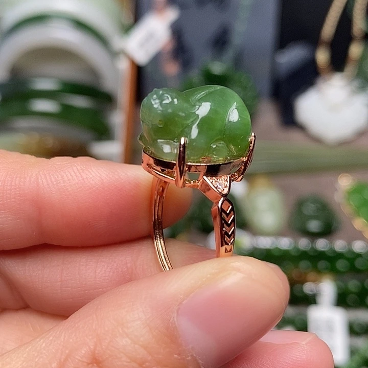 和田玉银S925镶嵌戒指