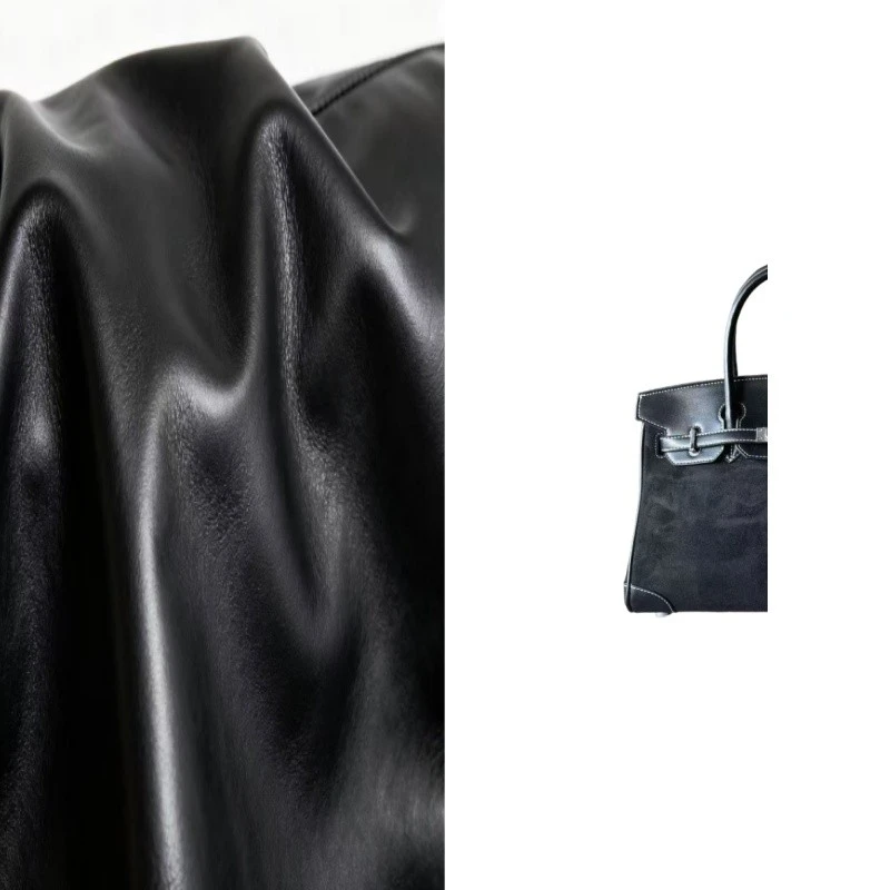 【高货系列】2025新款磨砂绒拼皮铂金包B0330黑色银扣【长30*高25】