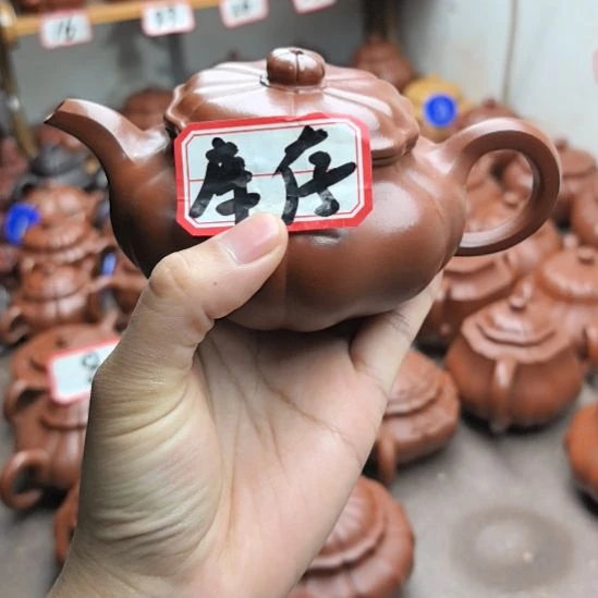 紫砂茶壶朱泥筋纹葵仿古240cc