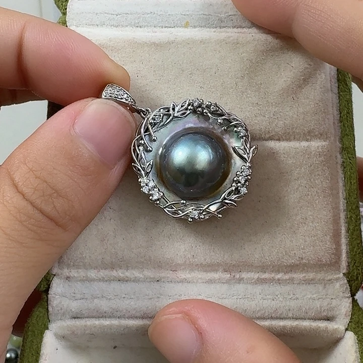 银S925镶嵌颈饰拼合珍珠（马贝珠）