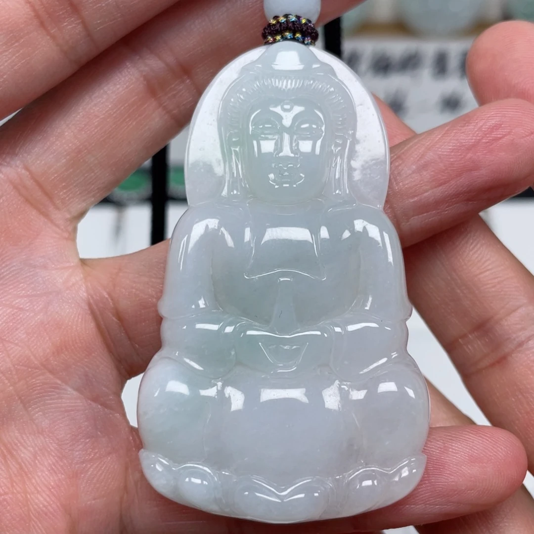 翡翠颈饰未镶嵌天然翡翠A货观音87号