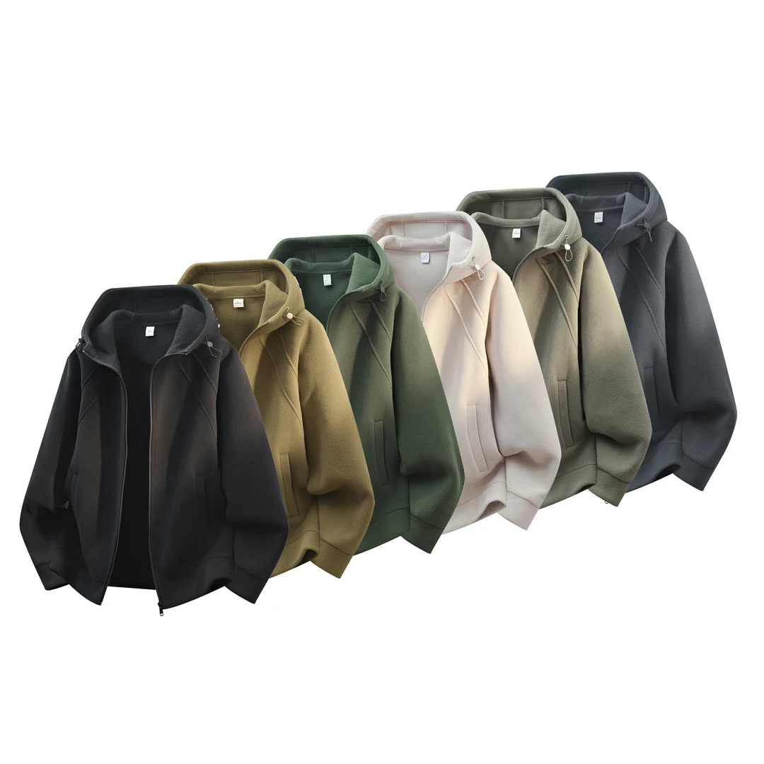 秋冬上新立体连帽户外时尚百搭连帽宽送加厚舒适男摇粒绒外套2559