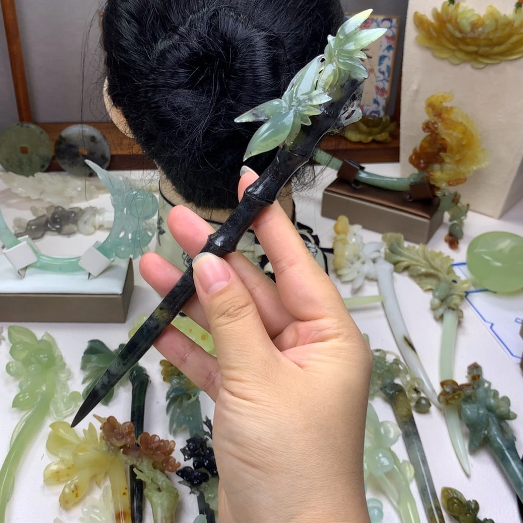 蛇纹石玉未镶嵌发饰