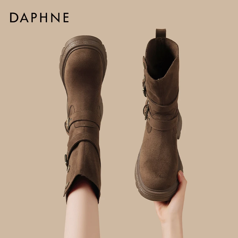 达芙妮厚底英伦风增高马丁靴女款2025新款秋冬季显瘦爆款短靴子女