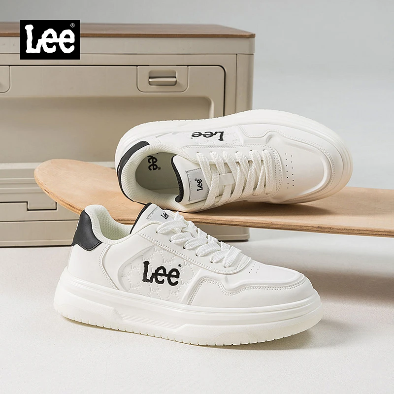 Lee男鞋2025秋季新款时尚潮流百搭小白鞋透气舒适厚底增高板鞋男