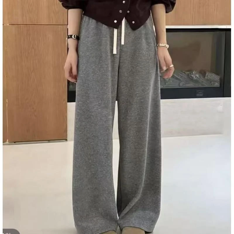 8448号#10260#秋纯色百搭弹力腰一体绒休闲裤（无口袋）（预）