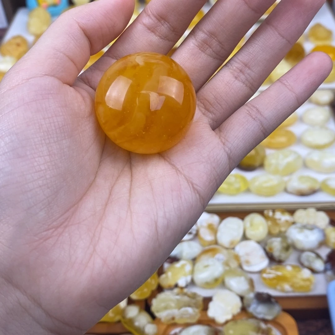 琥珀颈饰未镶嵌焦皮橘红饼子