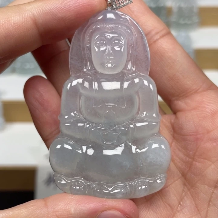 颈饰未镶嵌翡翠天然缅甸翡翠A货观音80号