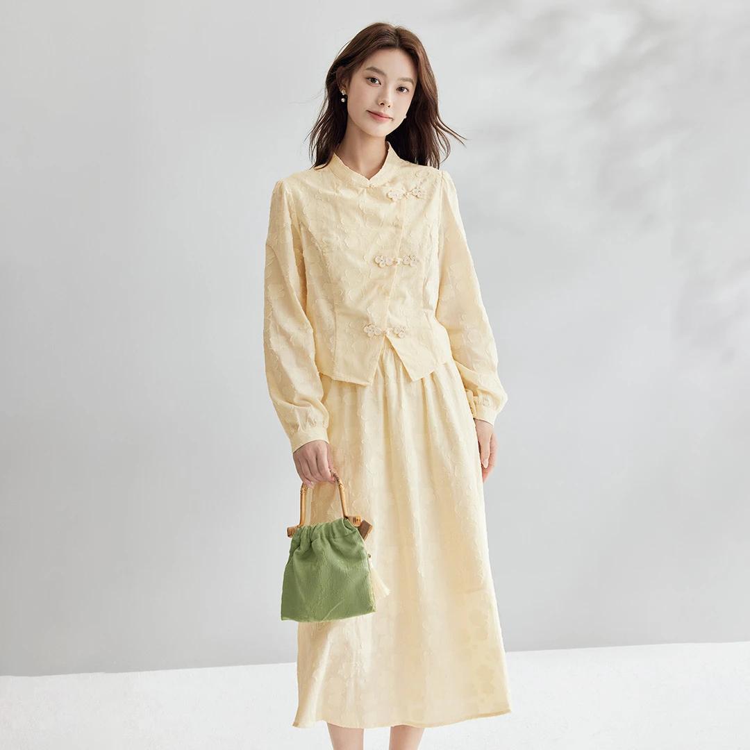 【茵曼女装】茵曼两件套新中式国风禅意衬衫A字半身裙F18438546