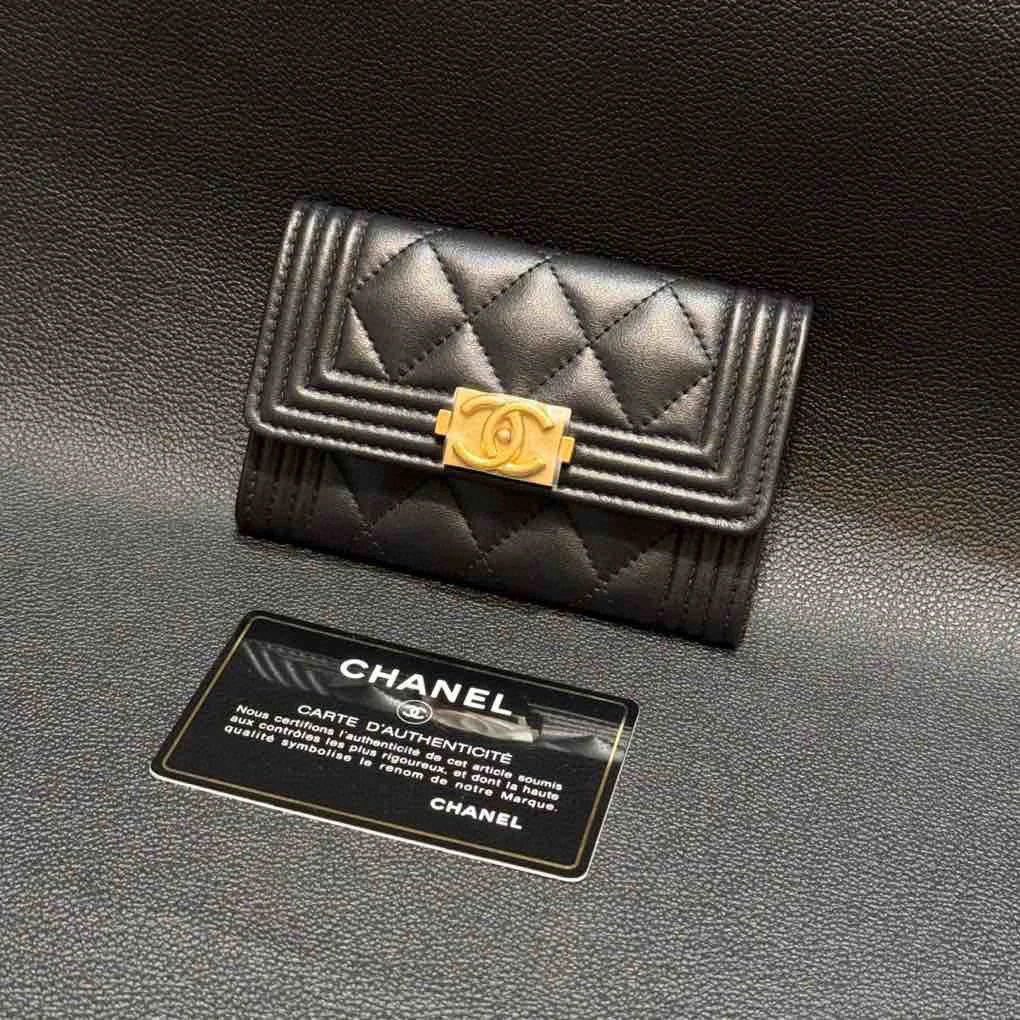 99新 Chanel/香奈儿 黑金leboy卡包 26开