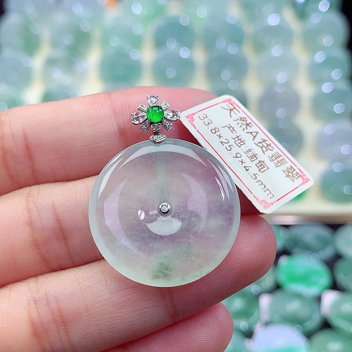 翡翠18K金镶嵌吊坠(不含链)