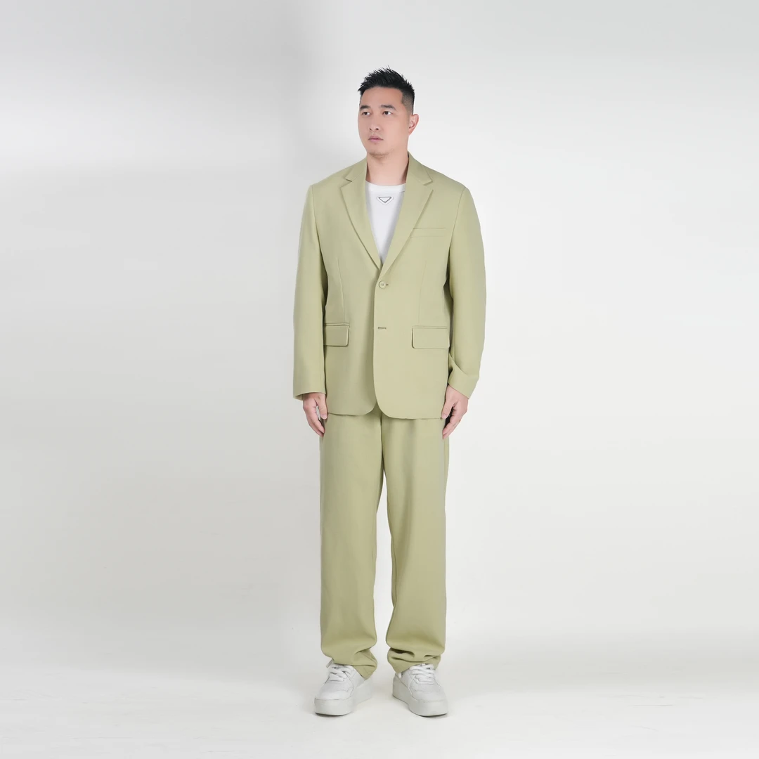 618- 春夏新款休闲时尚提花工艺宽松设计师西装西服套装136