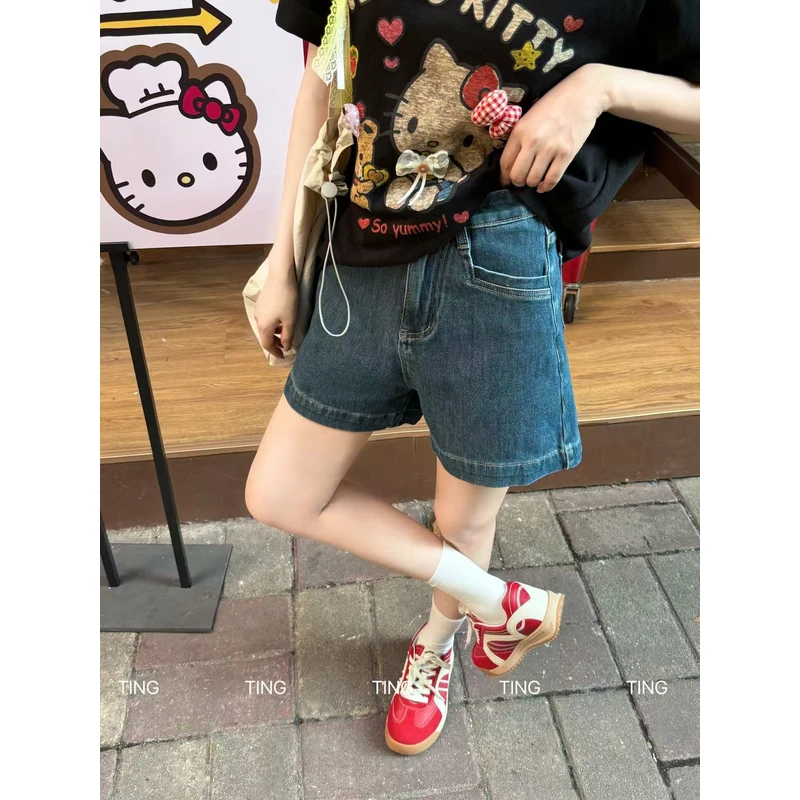 【超模短裤】韩版高腰显瘦宽松百搭牛仔短裤38388