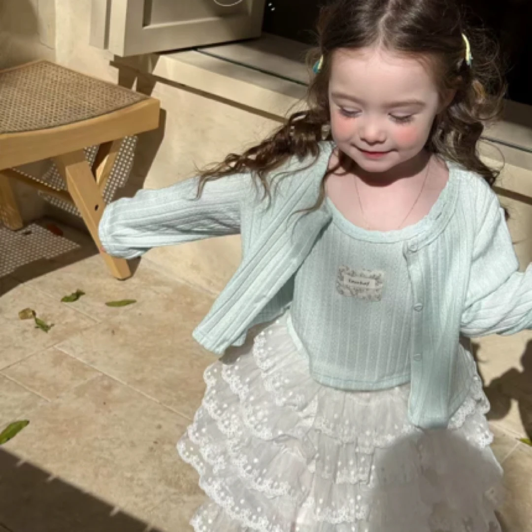 M.baby2025春款吊带外搭两件套➕白蕾丝裙