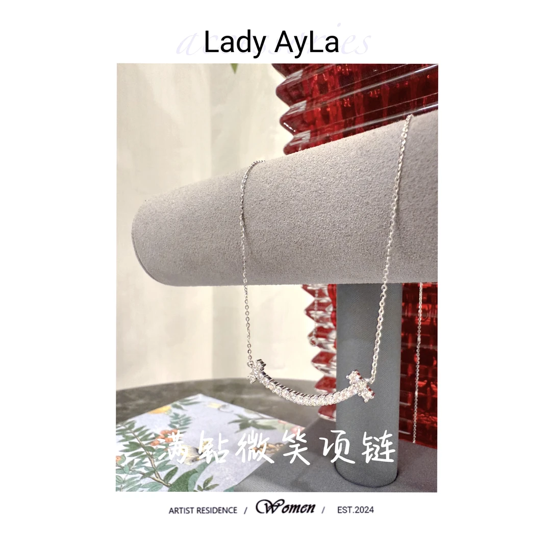 坠链均925银莫桑石 T微笑轻奢时尚项链AL9482