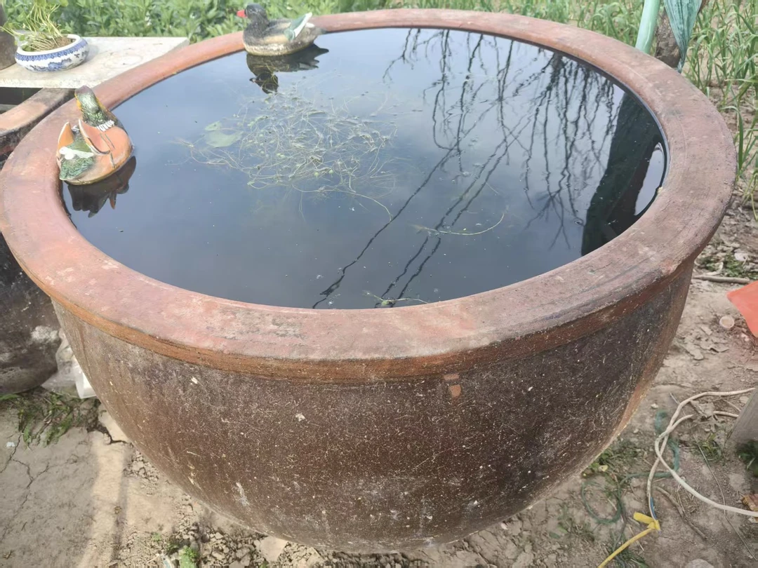 庭院陶瓷大缸接水荷花缸碗莲盆古法养鱼缸聚宝盆流水瀑布门海摆件