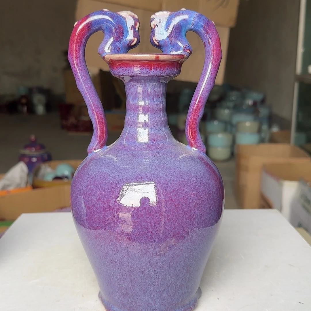 摆件陶郑家钧窑微瑕