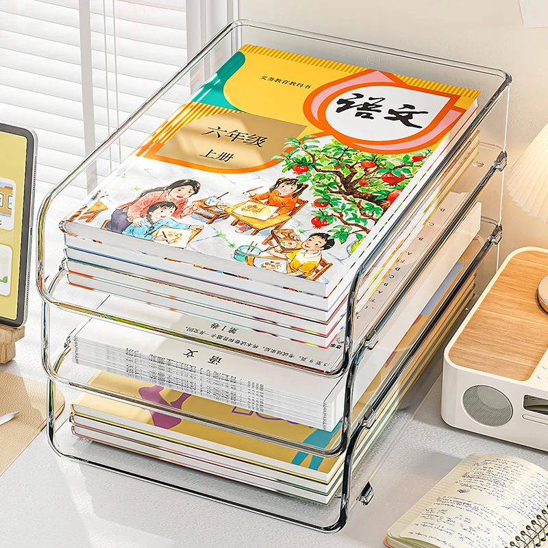 【新疆包邮】透明可叠加桌面整理架书架书本桌子亚克力置物架大容量