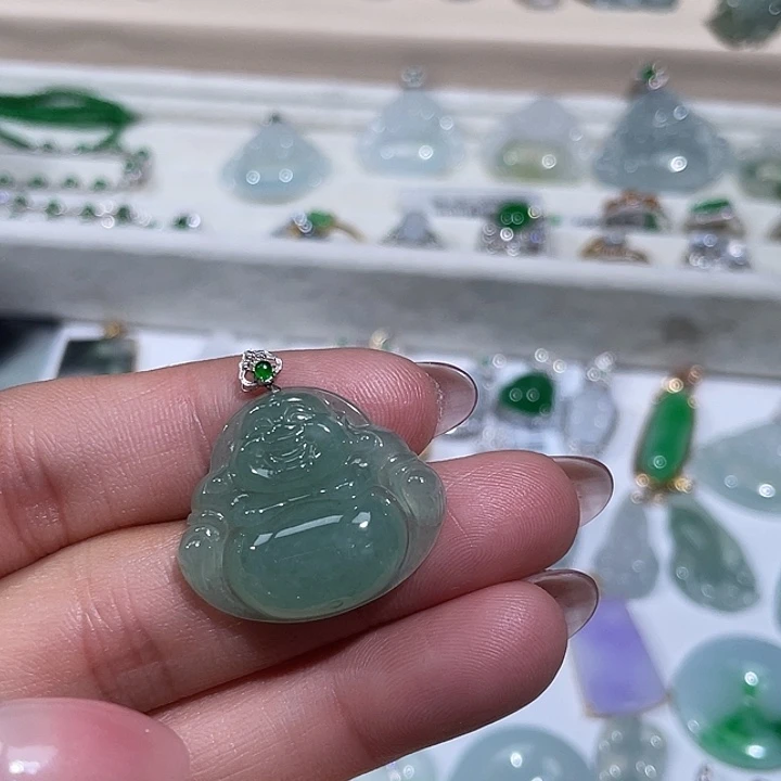 翡翠18K金镶嵌吊坠(不含链)