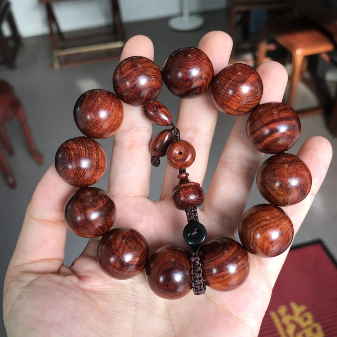 【浮生甄选】海南黄花梨油梨顺纹水波2.0手串FS410