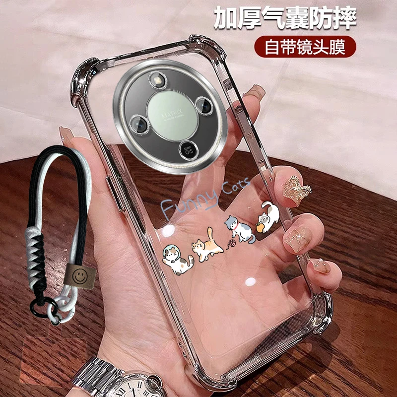 带镜头膜适用荣耀x70手机壳可爱风格四角防摔软壳X70猫咪全包女士