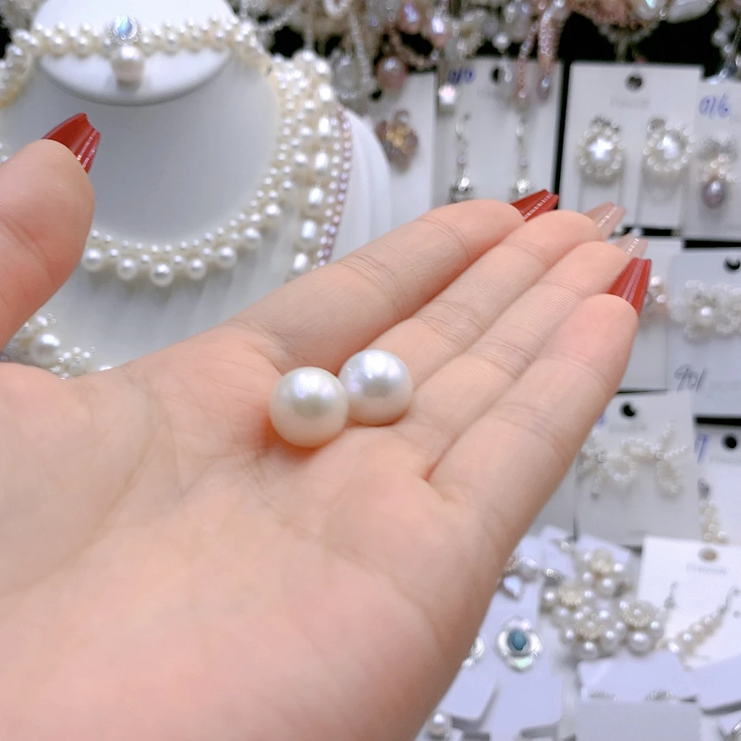银S925镶嵌耳饰淡水珍珠ღ****