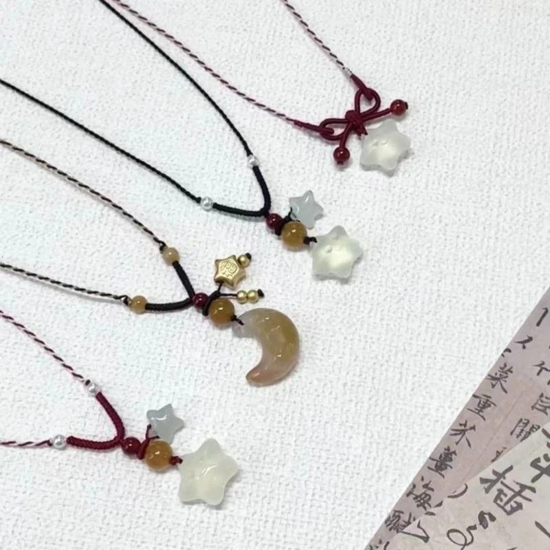 2025秋冬新款女焦糖月小月亮爆款项链小金星惊艳纯手工编织小星星
