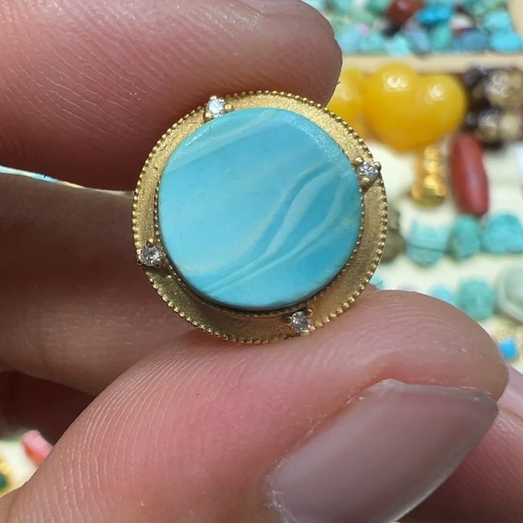 绿松石18K金镶嵌颈饰