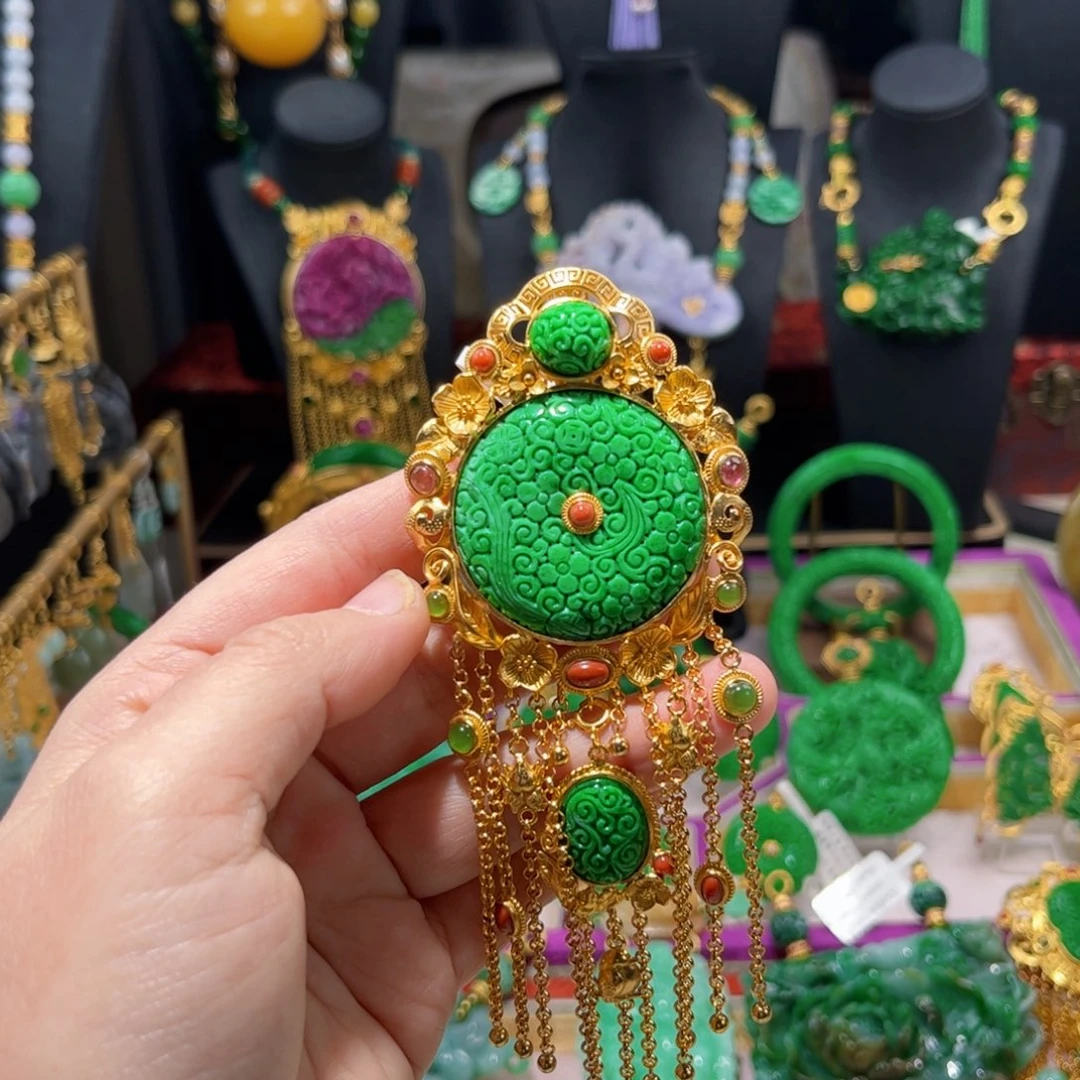 【闪购商品】翡翠吊坠(赠链)银S925镀金镶嵌 福利