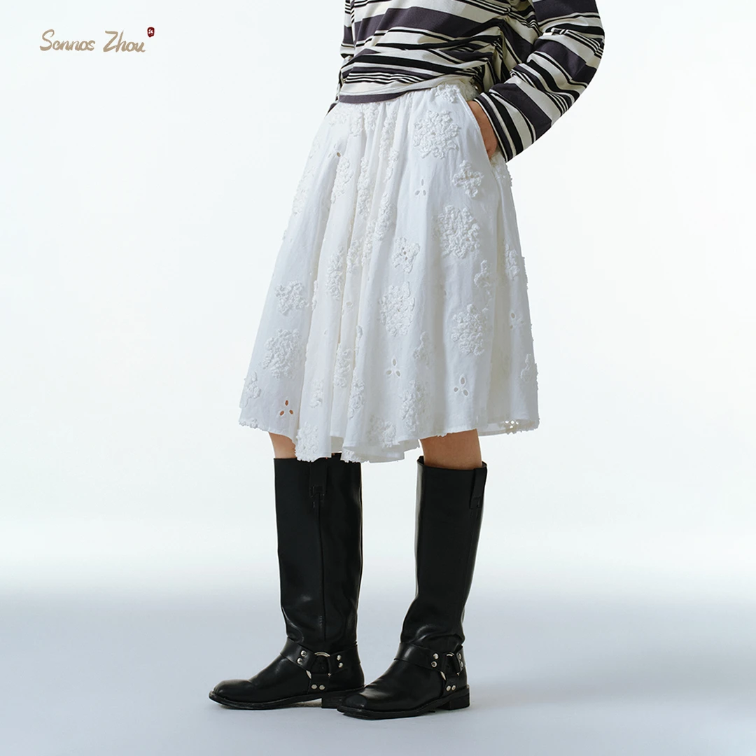 春日花忙·芳菲镂空褶皱大摆裙 C53013