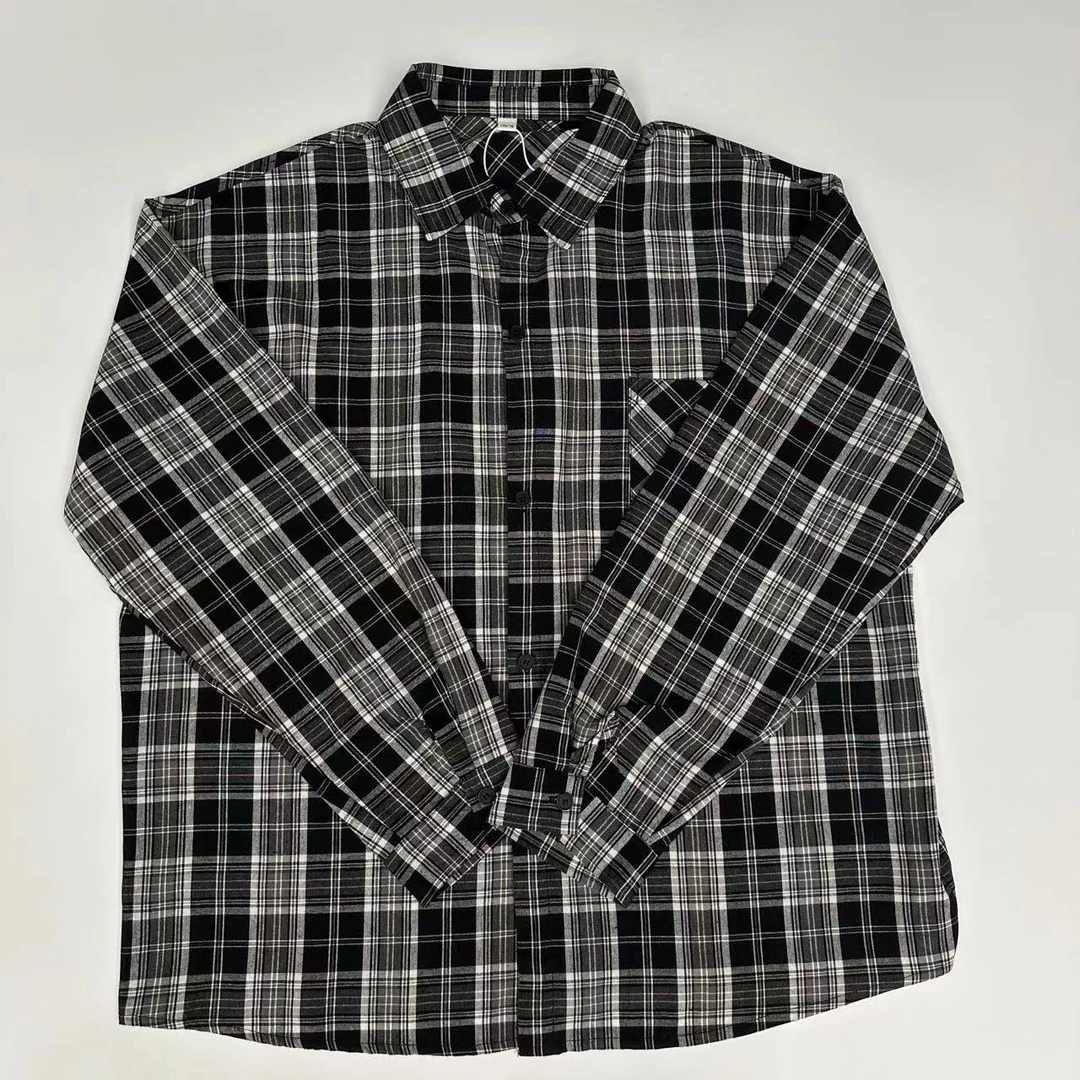 黑白格子青少年长袖冰丝衬衫男童高级感痞帅美式外套K251CS5187