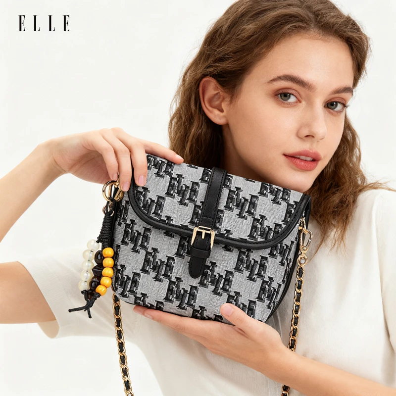 ELLE25新款爆款【琥珀流光】复古设计单肩包百搭时尚经典拉链斜挎包