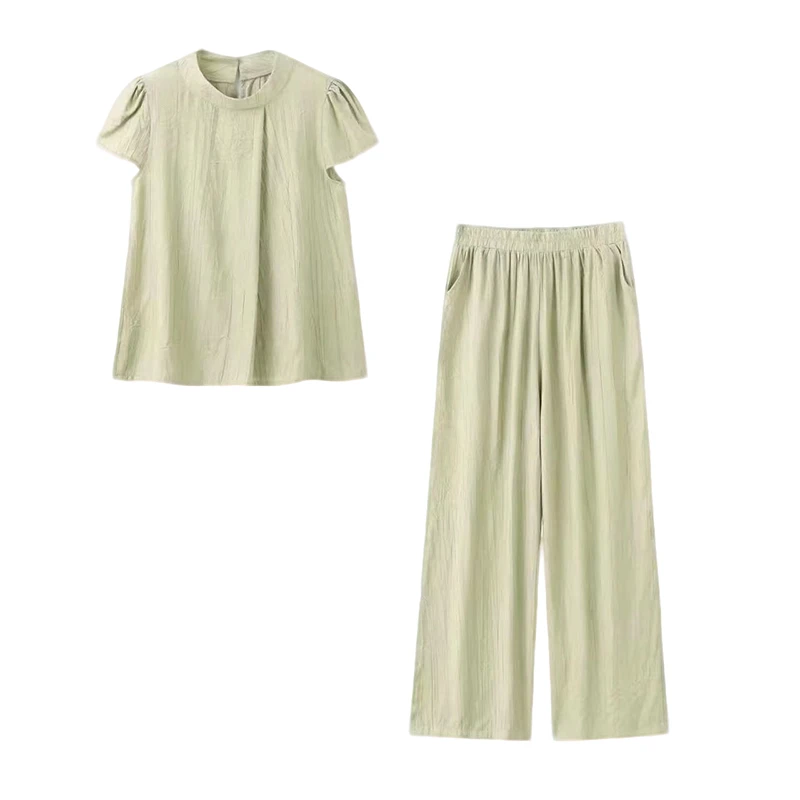 夏季两件套韩系宽松2025爆款减龄气质休闲上衣松紧腰休闲裤百搭女