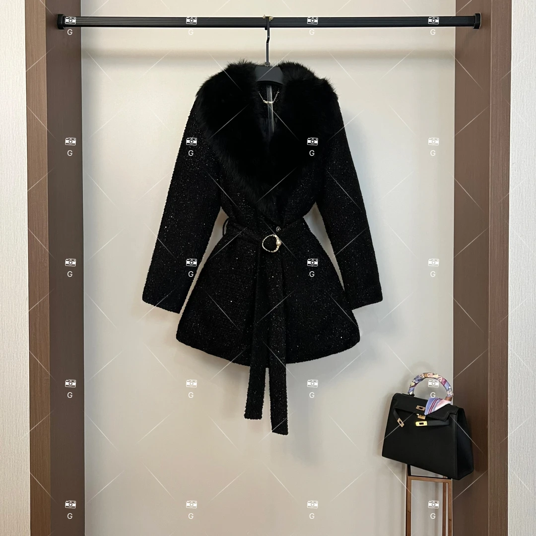 【甜心】秋冬气质小香风设计师中长款羽绒服蓝色轻奢女 QD-2025190