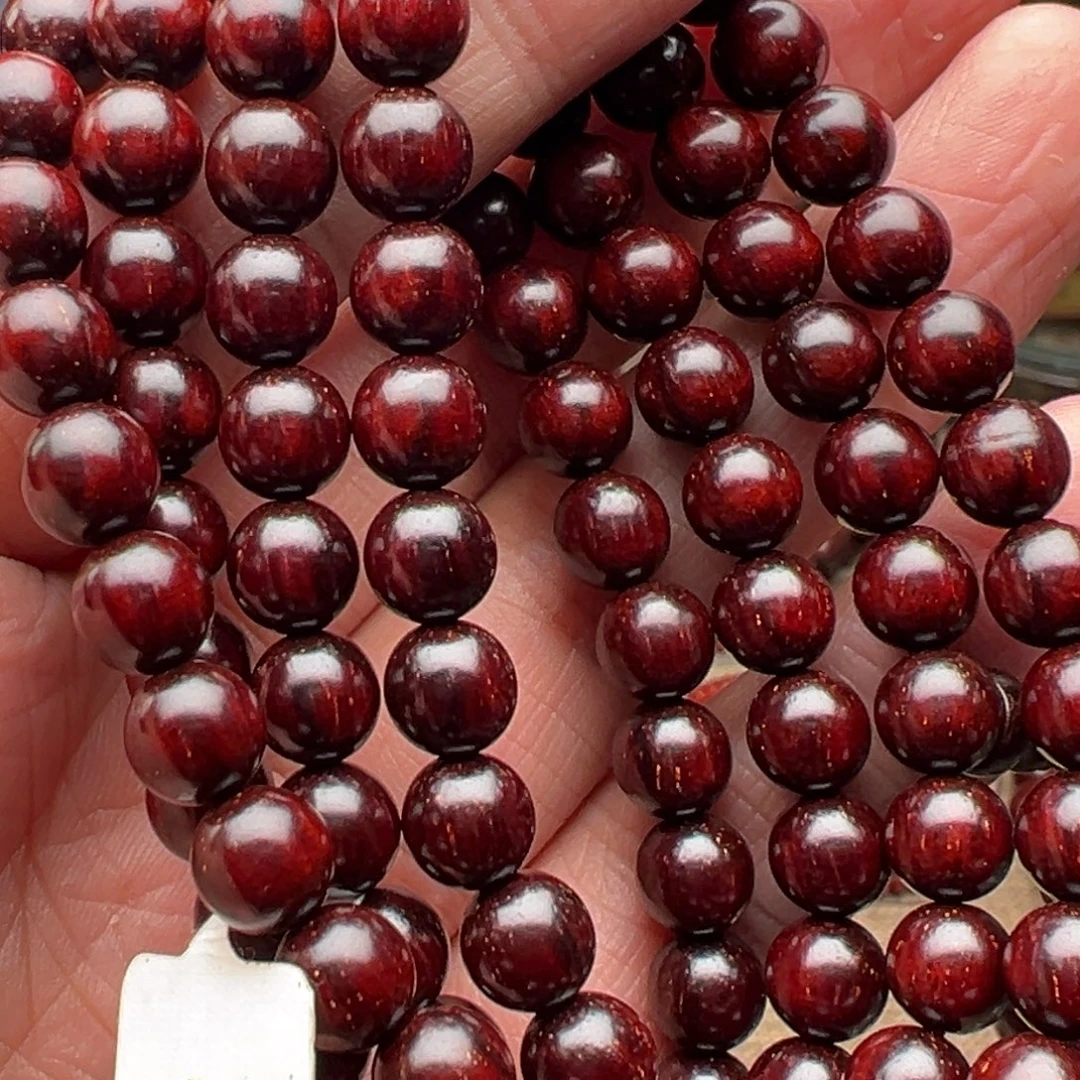 檀香紫檀（小叶紫檀）手串/手链0.7泥料酒红底带多星