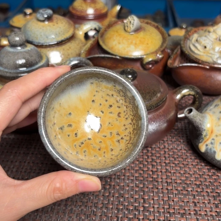 茶杯紫砂白***风小金花杯