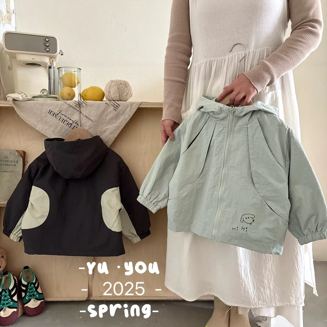 25C135-儿童春款新款连帽外套男童中小童风衣上衣