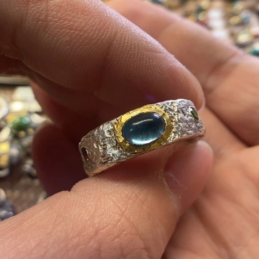 【闪购商品】托帕石戒指足银镶嵌老**子