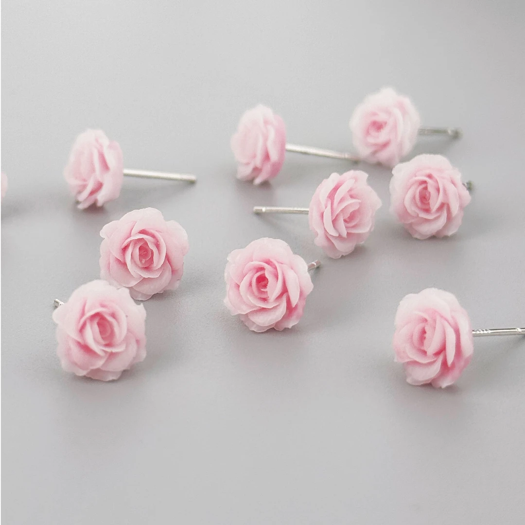 925银亚克力耳饰 粉色花朵耳钉·熹棠·气质时尚百搭