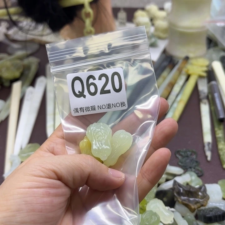 蛇纹石玉发饰合金兰*娇